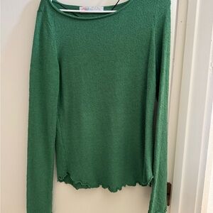 Elegant Green Long Sleeve Women's Top